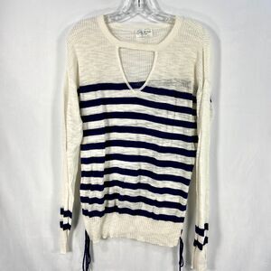 Feel The Piece Terre Jacobs Striped Sweater Long Sleeve‎ Blue White Womens O/S